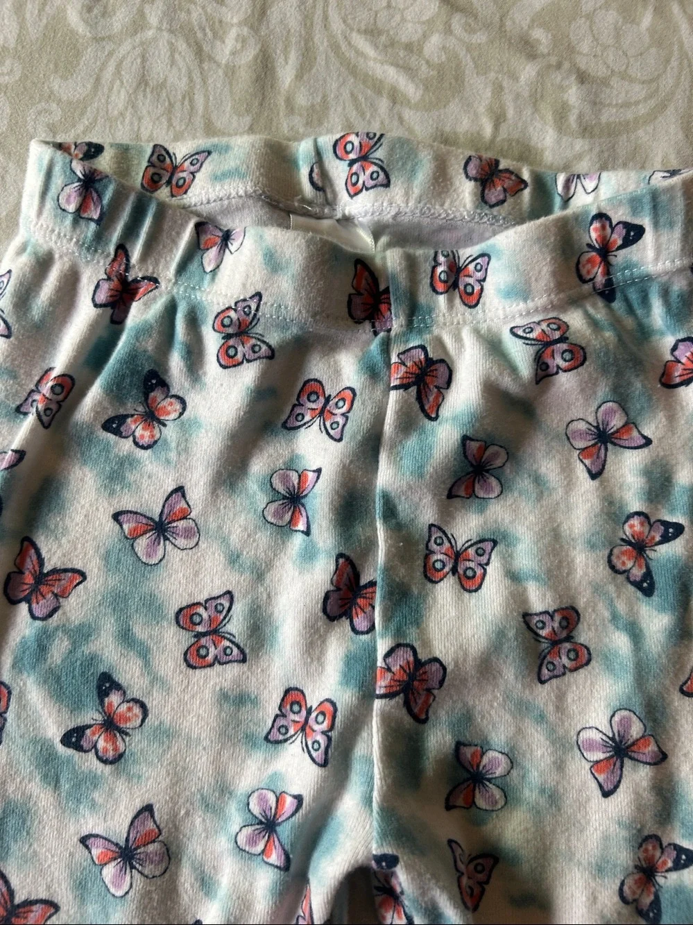 wonder nation White and Pink Butterfly Long-Sleeve Pajama Set